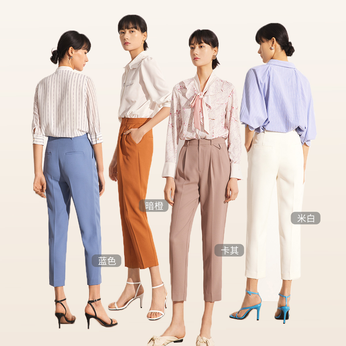 LILY官方旗舰店LILY夏季新款女装防晒抗皱高腰阔腿休闲裤气质宽松直筒西装裤3
