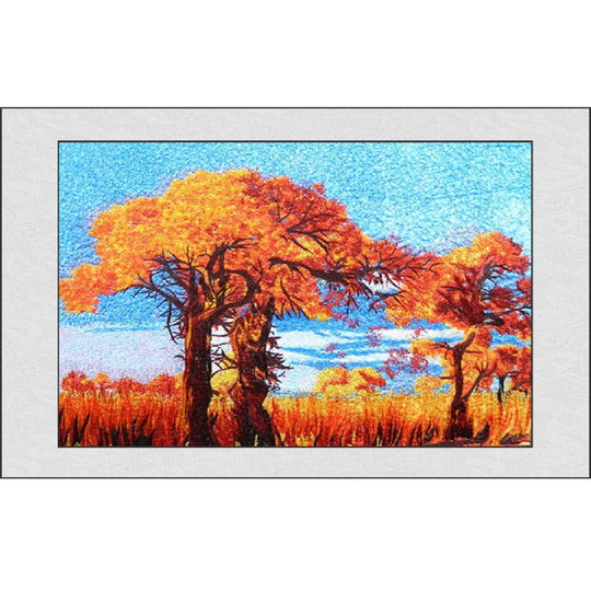 清仓特价苏州园林软裱刺绣画苏绣成品装饰画红枫黄金大道风景画