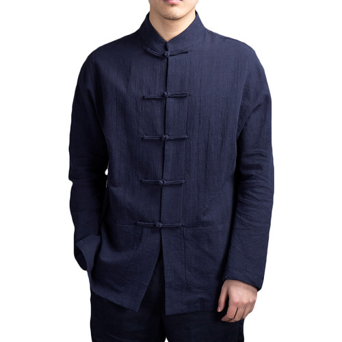 中国风男汉服爷爷唐装佛系男装禅服棉麻衬衫复古中式传统民国服装 - 图3
