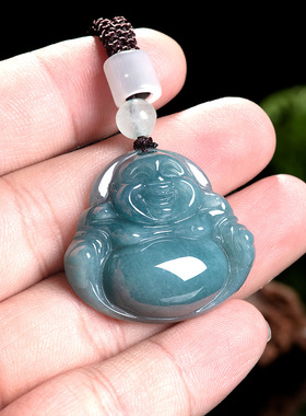 天然a货翡翠冰种玉石弥勒佛