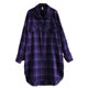 Purple long loose vintage fur coat plaid shirt