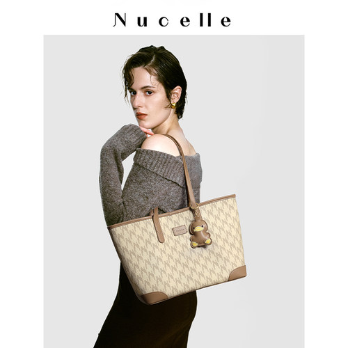 NU纽芝兰经典老花托特包2026新款大学生上课大容量通勤单肩女包 - 图0