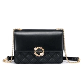 Сумка через плечо, черная сумка на одно плечо, небольшая сумка, цепь с ромбовидным узором, 2022, коллекция 2021, в стиле Шанель, на цепочке