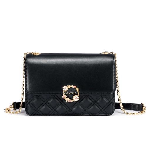 Сумка через плечо, черная сумка на одно плечо, небольшая сумка, цепь с ромбовидным узором, 2022, коллекция 2021, в стиле Шанель, на цепочке