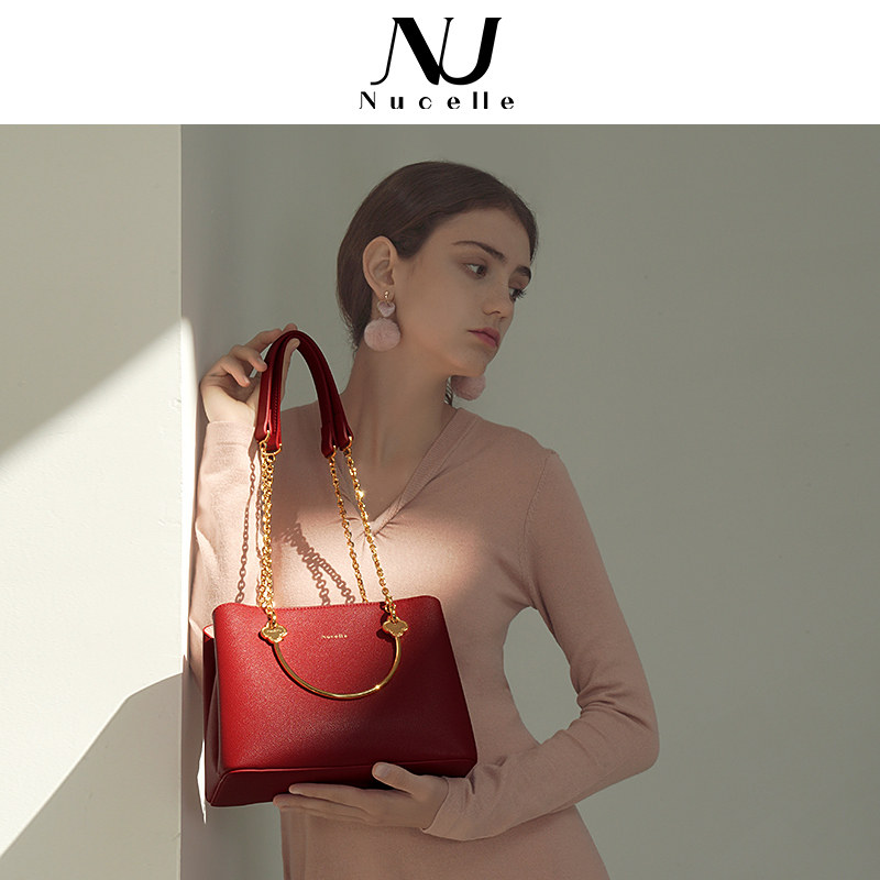 纽芝兰红色手提包2021新款感妈妈包 纽芝兰箱包女士包袋