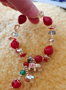 2024新年红色中国风水晶手链女