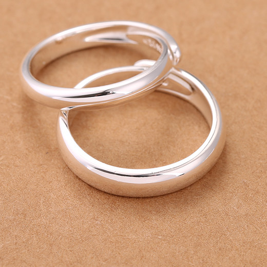 免费刻字999纯银女活口男情侣戒指 奥芙戒指/指环