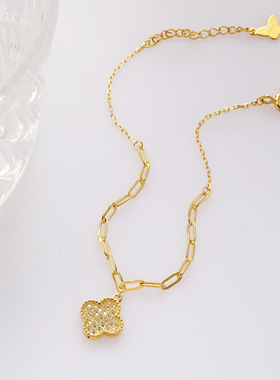 韩版925四叶草手链女ins小众