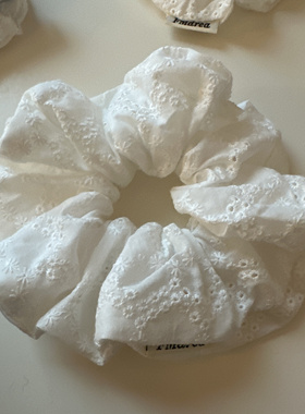 文艺棉麻少女镂空绣花白色干净清爽大肠复古发圈森系仙女头绳发饰