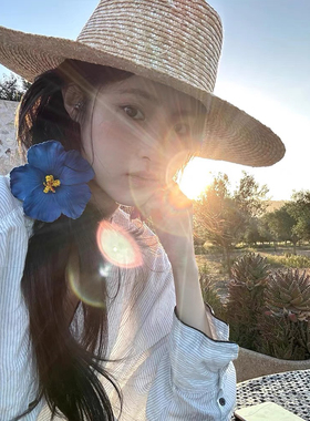 甜美海边沙滩扶桑花头饰拍照打卡度假花朵发夹波西米亚鸡蛋花发饰