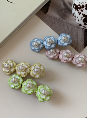 彩色小香风山茶花发夹