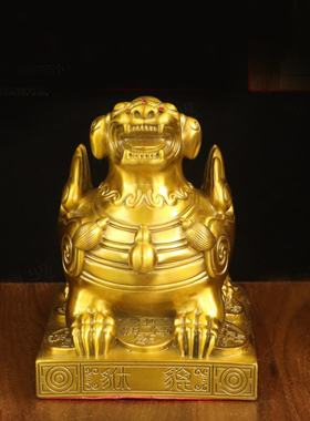 黄铜貔貅摆件金钱雌雄双角