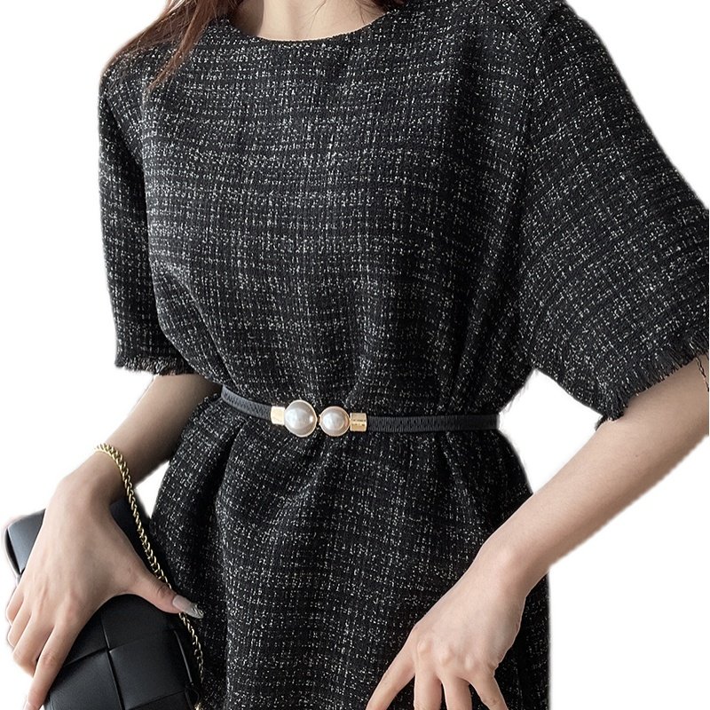 自制新款金属对扣腰带女弹力装饰配连衣裙子外套黑色杏色松紧腰链,淘宝优惠券,粉丝福利购,淘宝优惠卷