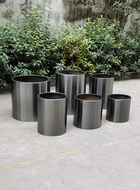 黑金圆筒植物套盆家庭园艺绿植桶