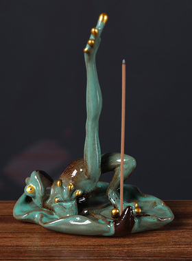 陶瓷青蛙香插座摆件创意