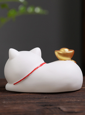 陶瓷猫咪小摆件小萌猫桌面摆设可爱小猫手工创意学生猫咪家居品