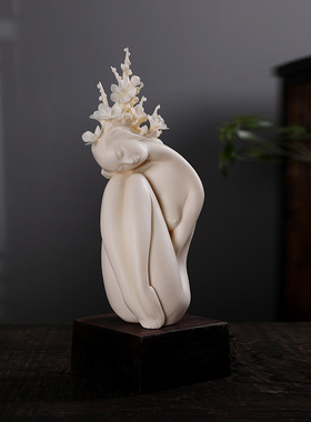 陶瓷现代美女人物工艺品雕塑艺术手工中式客厅博古架酒柜仕女摆件