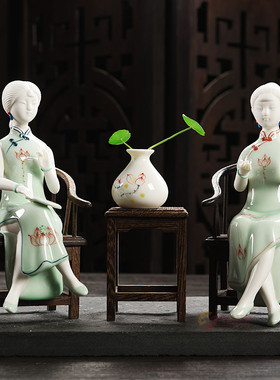 旗袍玄关禅意风人物德化白瓷