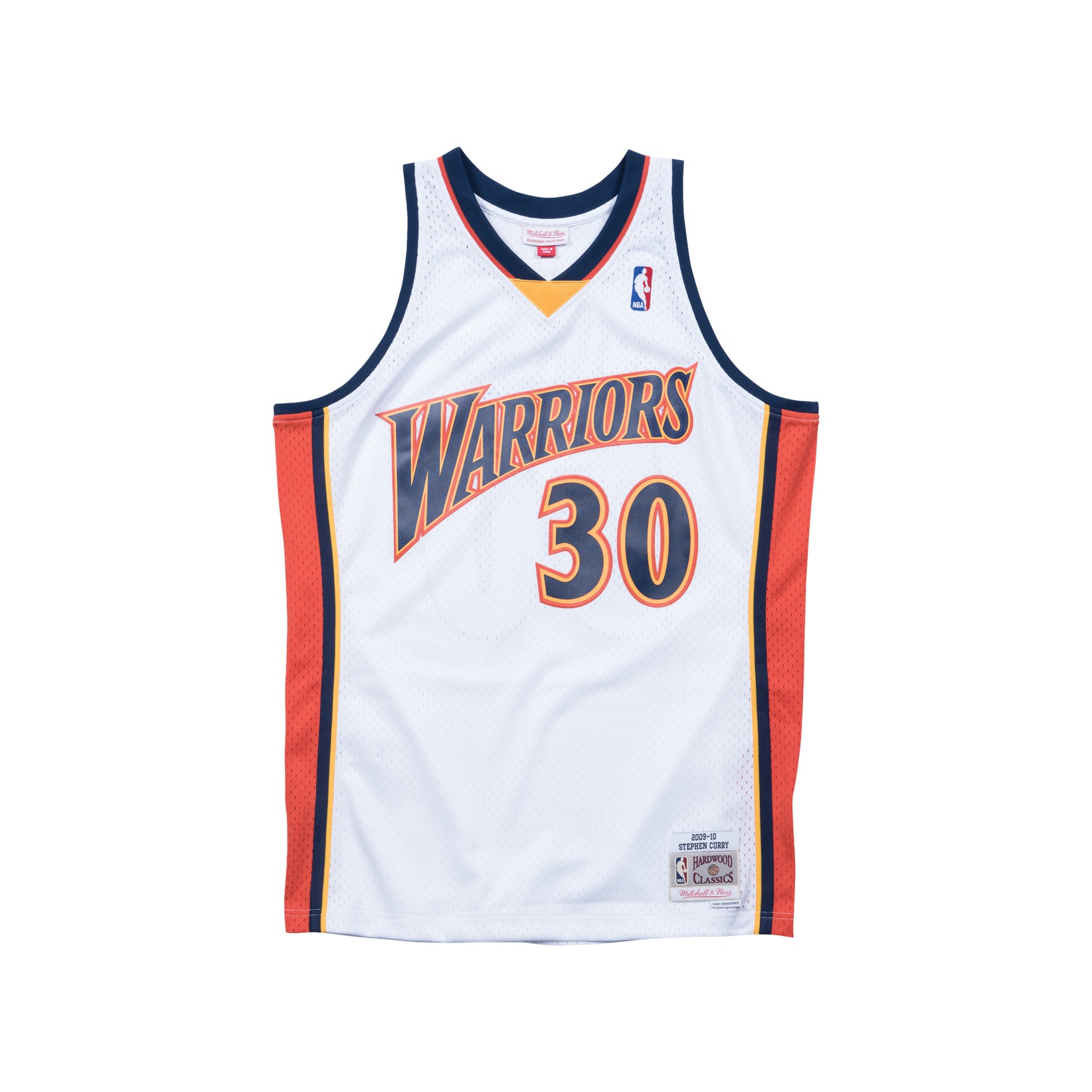 NBA复古球衣SW勇士队2009-10赛季库里白色主场NBA-Mitchellness - 图0