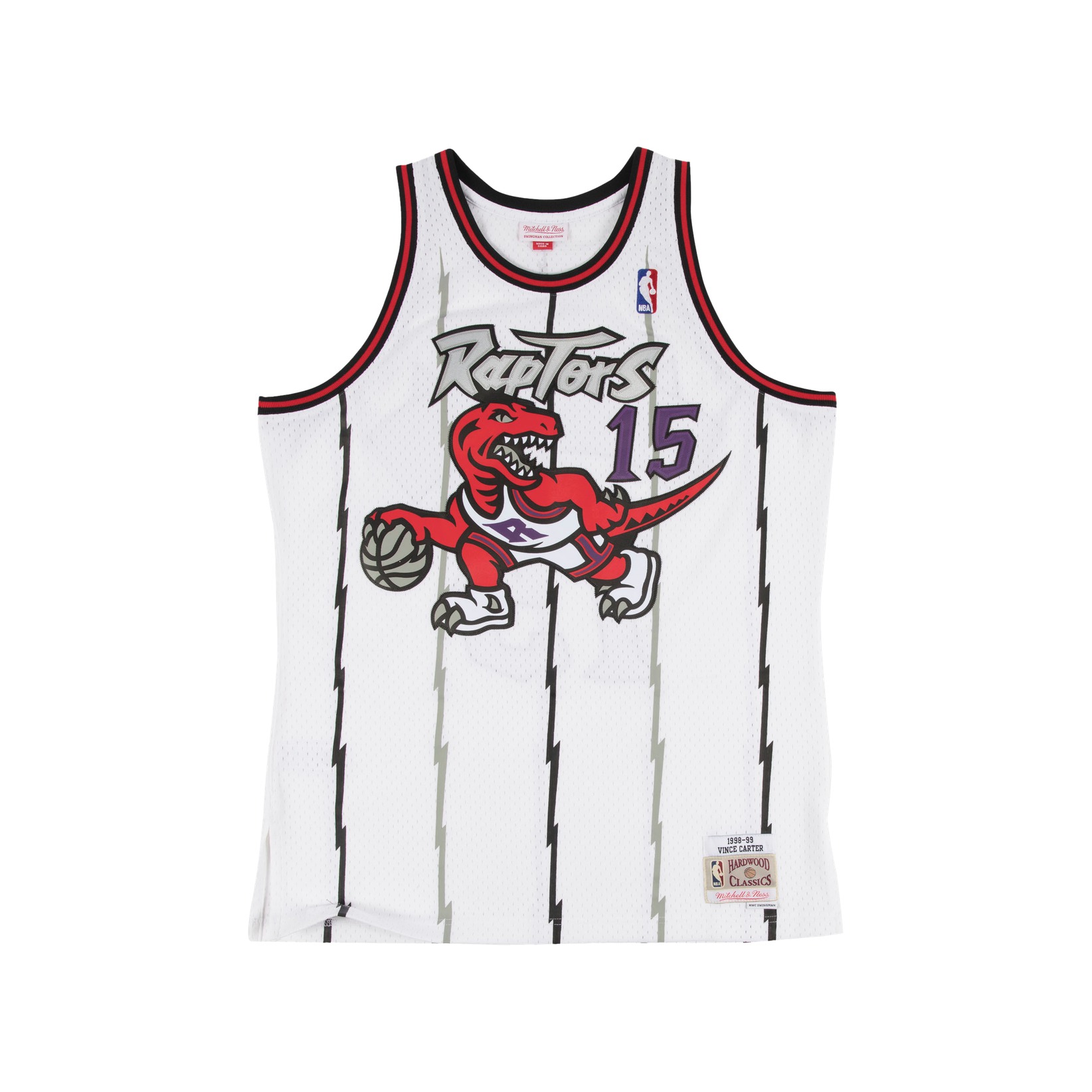 复古球衣SW 猛龙队文斯·卡特 白色主场篮球服 NBA-Mitchellness - 图0