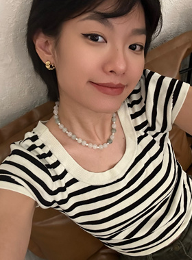 734简约新中式项链天然串珠天山翠锁骨链白色贝母