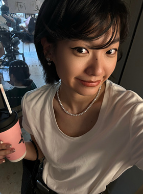 734号s925银近圆极光小灯泡冷光天然小米baby珍珠项链4-5mm锁骨链