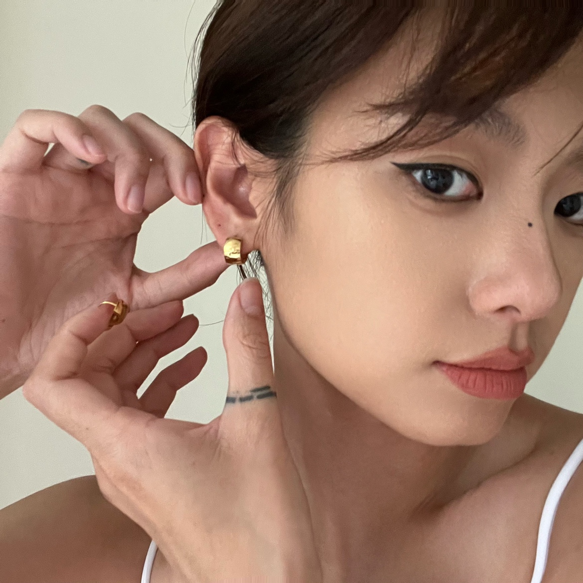 734号高亮简约耳扣日常通勤耳环小圈圈耳钉耳骨环钛钢不掉色 - 图2