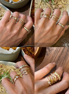 734号钛钢菱格纹戒指女小众设计轻奢高级感巨好看的食指戒