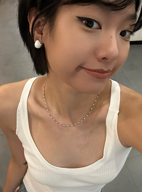 734项链女锁骨链短款裸链白滴油链细钛钢不掉色银色链子颈链