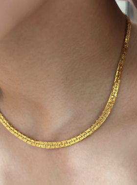 734钛钢镀18k金古法金碎冰冰锁骨欧美蛇骨波光粼粼项链