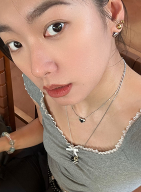 734钛钢原创设计虎眼石葡萄串圆球设计感百搭毛衣链ins时尚项链