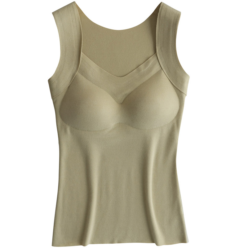 带胸垫赫本领德绒保暖背心女款无痕发热一体式秋冬季内搭打底上衣,淘宝优惠券,粉丝福利购,淘宝优惠卷