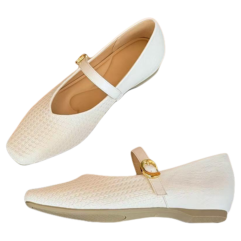 18法式复古风方头玛丽珍鞋女2026年春季新款编织纹理平底百搭单鞋,淘宝优惠券,粉丝福利购,淘宝优惠卷