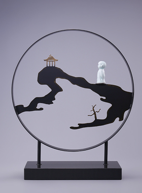 摆件玄关软装饰金属山水中式