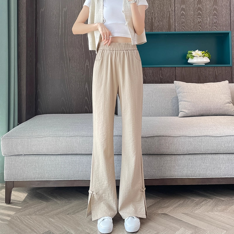 清仓捡漏亚麻微喇裤子女薄款冰丝阔腿裤大码小个子中式国风休闲裤,淘宝优惠券,粉丝福利购,淘宝优惠卷