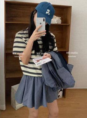 首尔现货~restandrecreati牛仔蓝棒球帽显脸小鸭舌帽遮阳帽