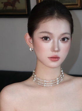 高级感多层珍珠项链锁骨链