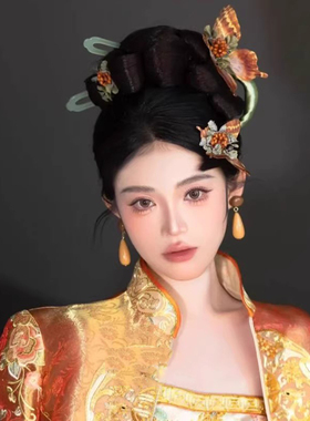 新中式新娘头饰复古高级感发夹