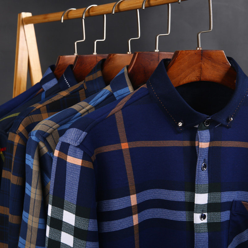 俞兆林男士加绒加厚中年修身衬衫 俞兆林上海衬衫