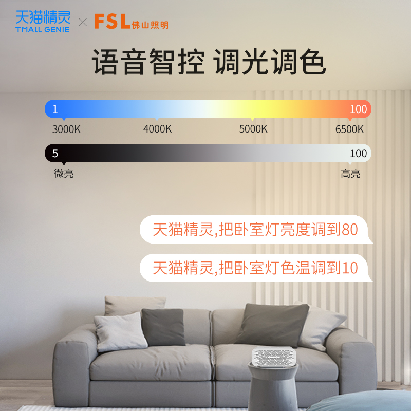 fsl佛山照明天猫精灵智能LED吸顶灯圆形房间阳台书房简约灯具卧室 - 图0