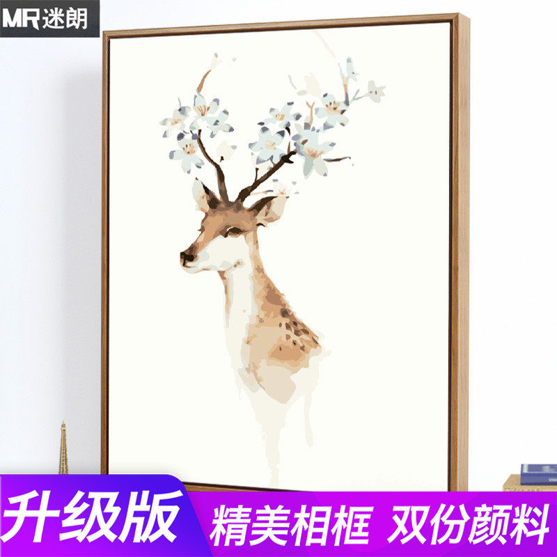 迷朗diy數字油畫風景客廳動漫手工自填充數碼填色手繪油彩裝飾畫