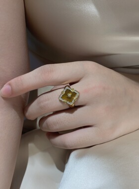 右半边新款虎眼石项链布契手链纯银四叶草中古新中式手饰轻奢配饰