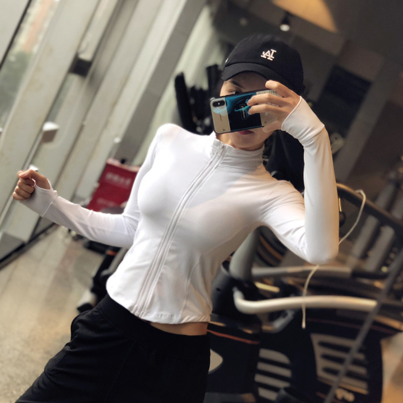 网红显瘦运动外套女速干透气拉链跑步长袖紧身健身夹克瑜伽服上衣 网红显瘦运动外套女速干透气拉链跑步长袖紧身健身夹克瑜伽服上衣