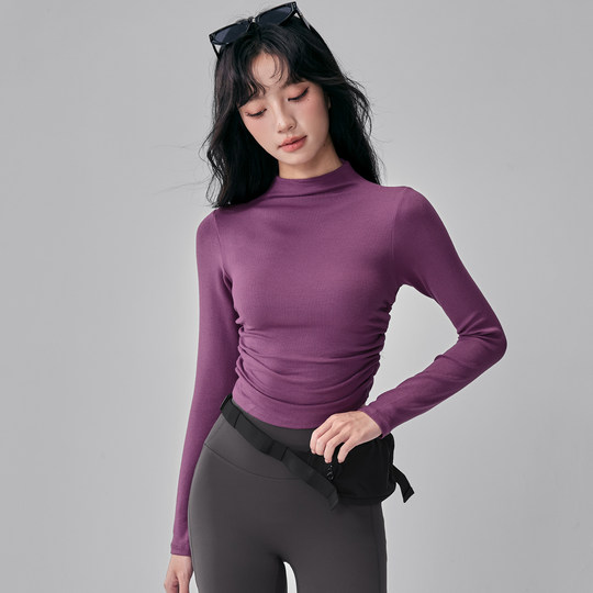 高颜值瑜伽服女高领修身显瘦健身上衣休闲跑步普拉提运动长袖秋冬