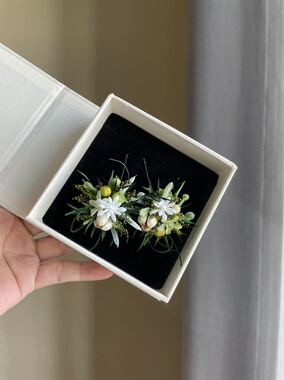 原创手工戒指永生花仿真花婚戒定制户外草坪花园婚礼对戒diy