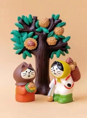 日式丰收秋日猫咪解压树脂摆件