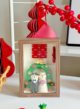 日式猫咪婚礼新郎新娘婚庆相框装饰小摆件结婚婚房装饰送朋友新人