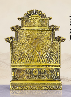 纯黄铜广济龙王神像供奉摆件装饰