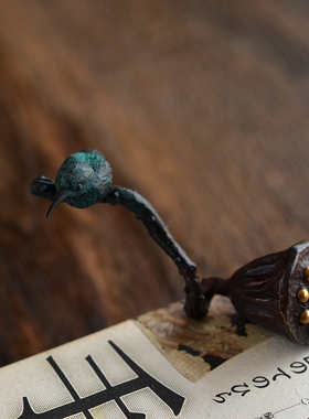 水仙高枝纯铜莲蓬禅意风摆件