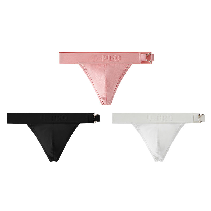 UPRO柚璞时尚爱心螺纹三角高开叉内裤粉色黑色白色男士内衣,淘宝优惠券,粉丝福利购,淘宝优惠卷